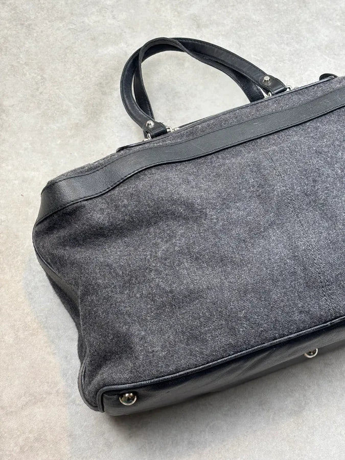 2000s Balenciaga Grey Wool Leather Multi-Pocket Handle Bag NKjfzEI 10