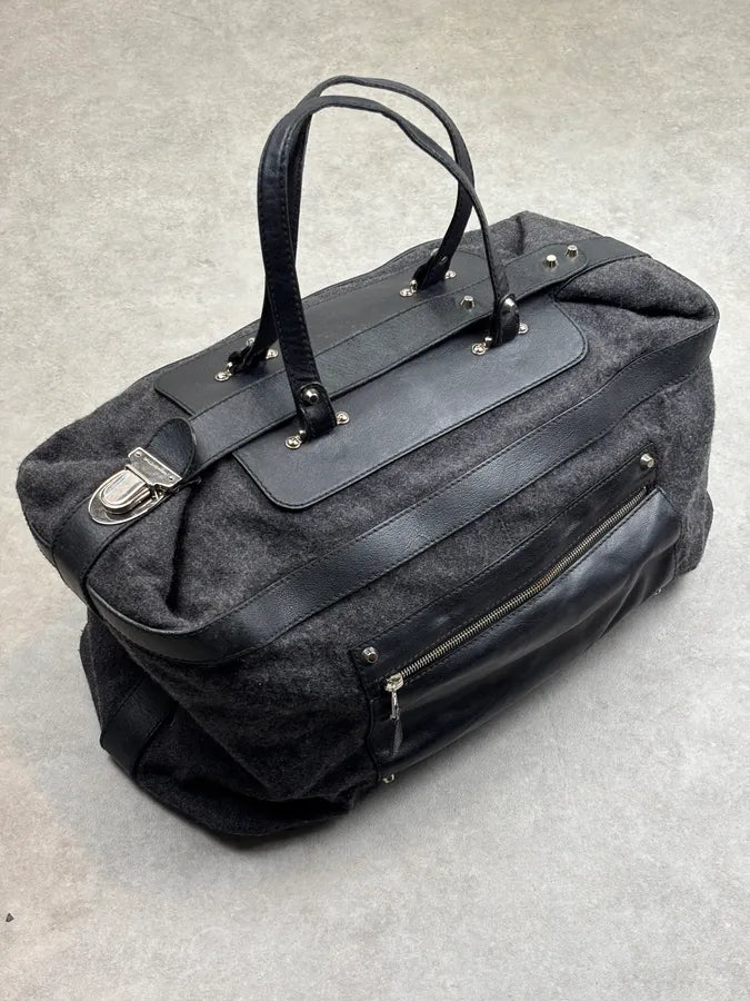 2000s Balenciaga Grey Wool Leather Multi-Pocket Handle Bag NKjfzEI 1