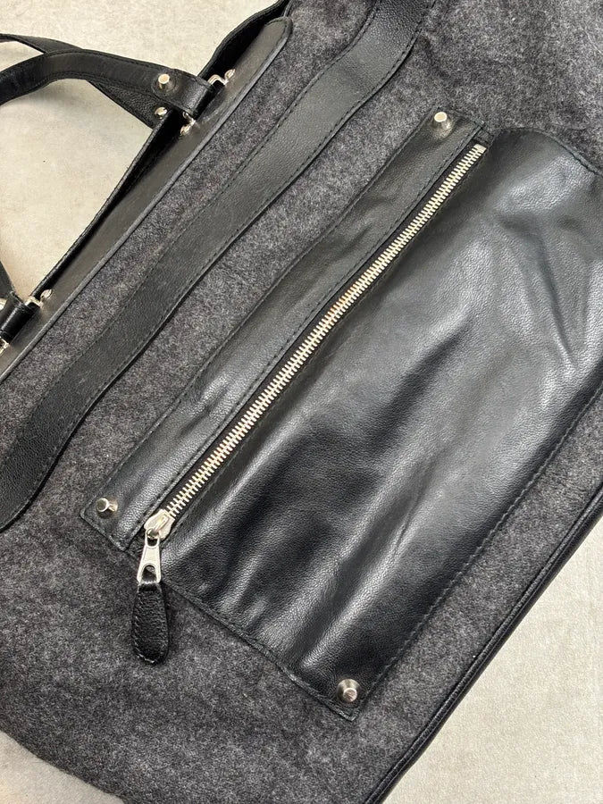 2000s Balenciaga Grey Wool Leather Multi-Pocket Handle Bag NKjfzEI 7