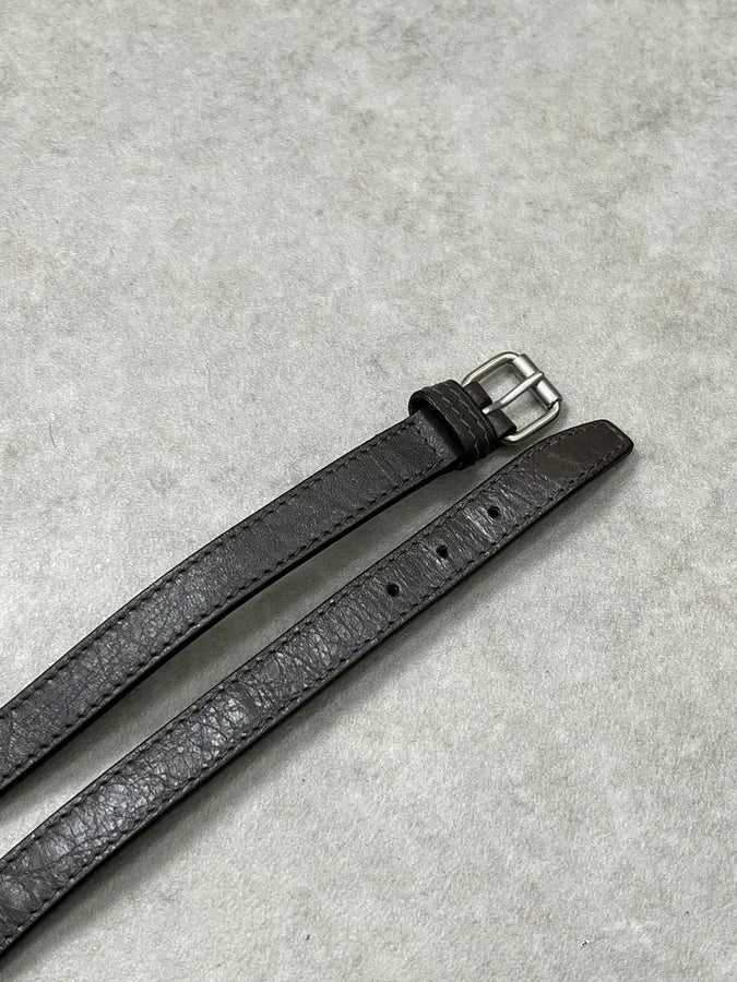 Balenciaga Charcoal Leather Wrap Double Buckle Bracelet   LOIonwK 6