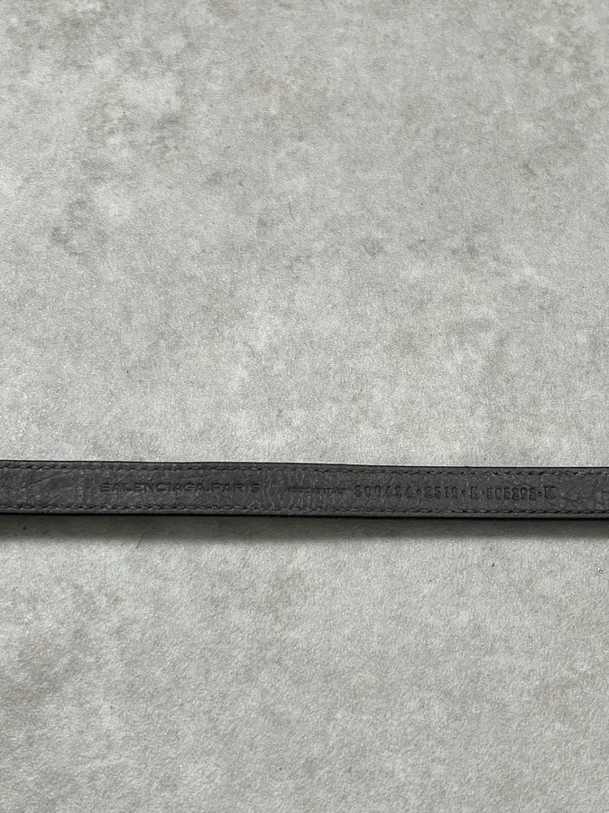 Balenciaga Charcoal Leather Wrap Double Buckle Bracelet   LOIonwK 7