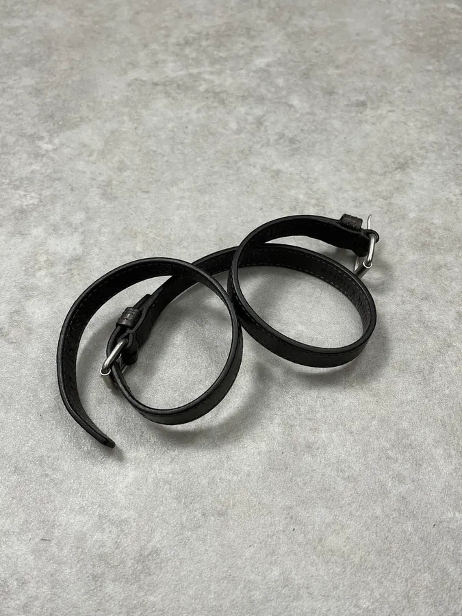 Balenciaga Charcoal Leather Wrap Double Buckle Bracelet   LOIonwK 5