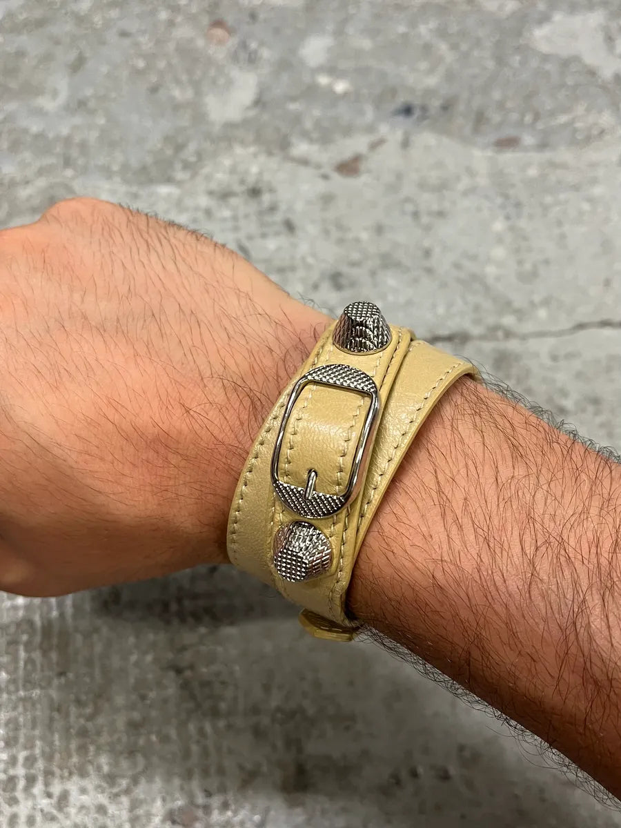 Balenciaga City Arena Beige Metallic Embellished Bracelet slJYSKz 2