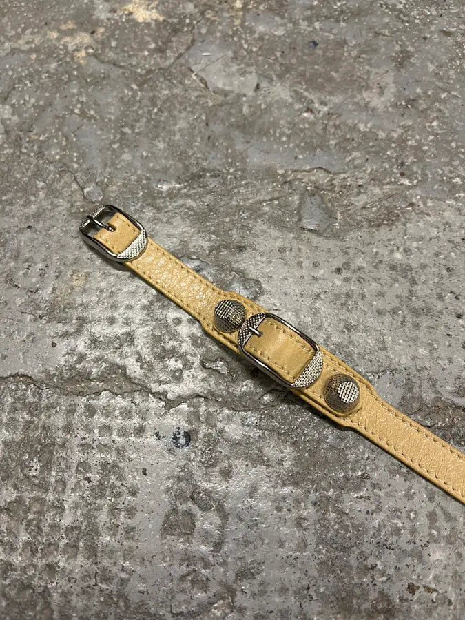Balenciaga City Arena Beige Metallic Embellished Bracelet slJYSKz 3