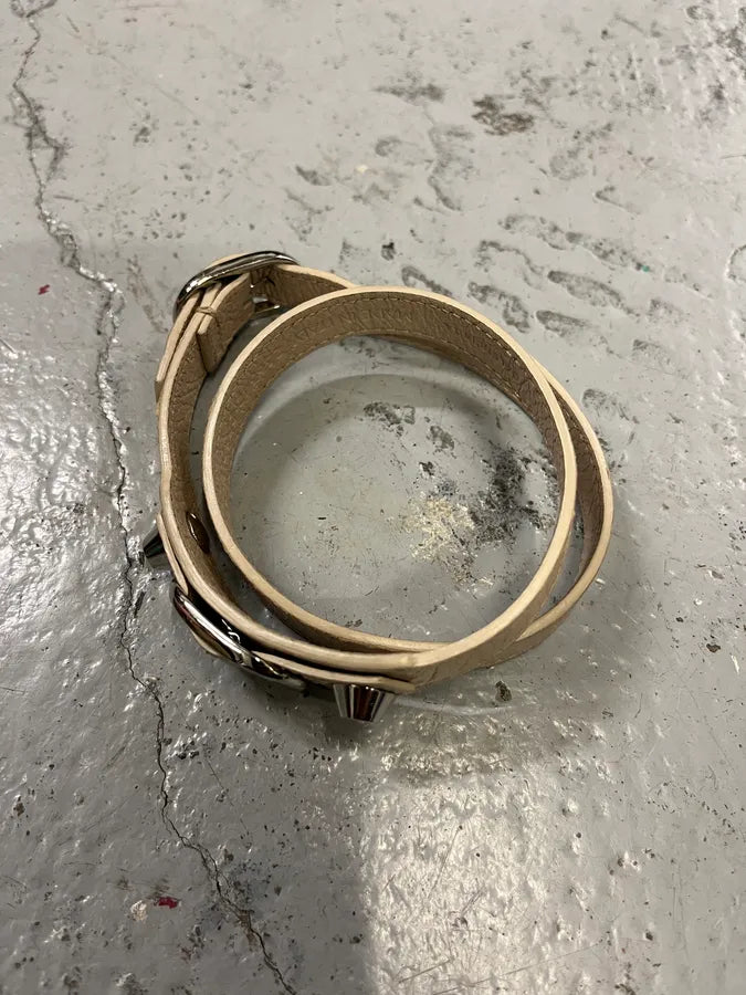 Balenciaga City Beige Studded Leather Bracelet pQgCjOh 1