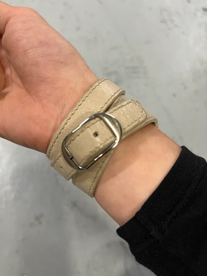 Balenciaga City Beige Studded Leather Bracelet pQgCjOh 3