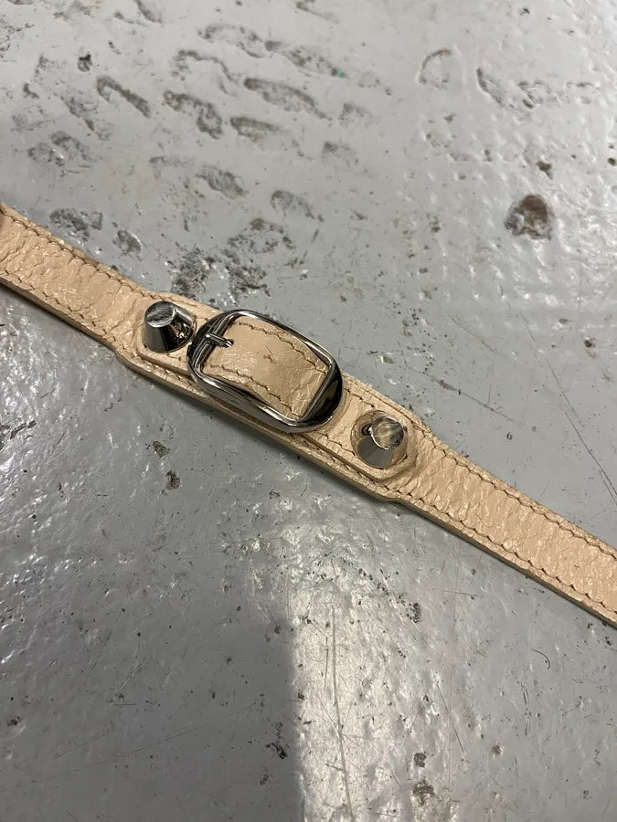 Balenciaga City Beige Studded Leather Bracelet pQgCjOh 4