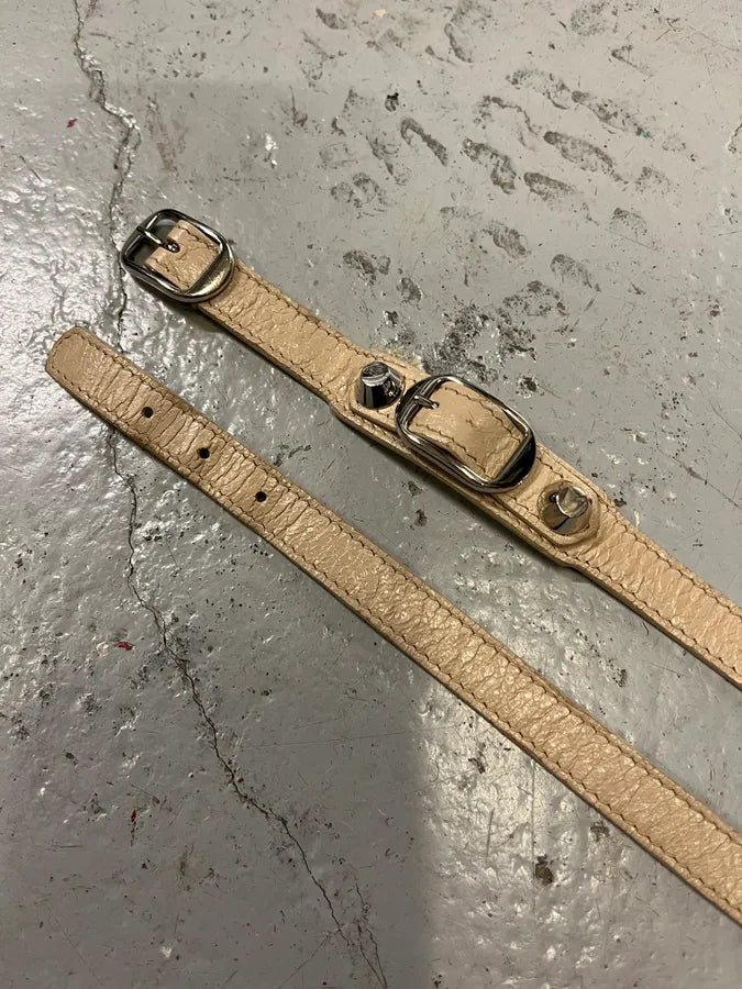Balenciaga City Beige Studded Leather Bracelet pQgCjOh 5
