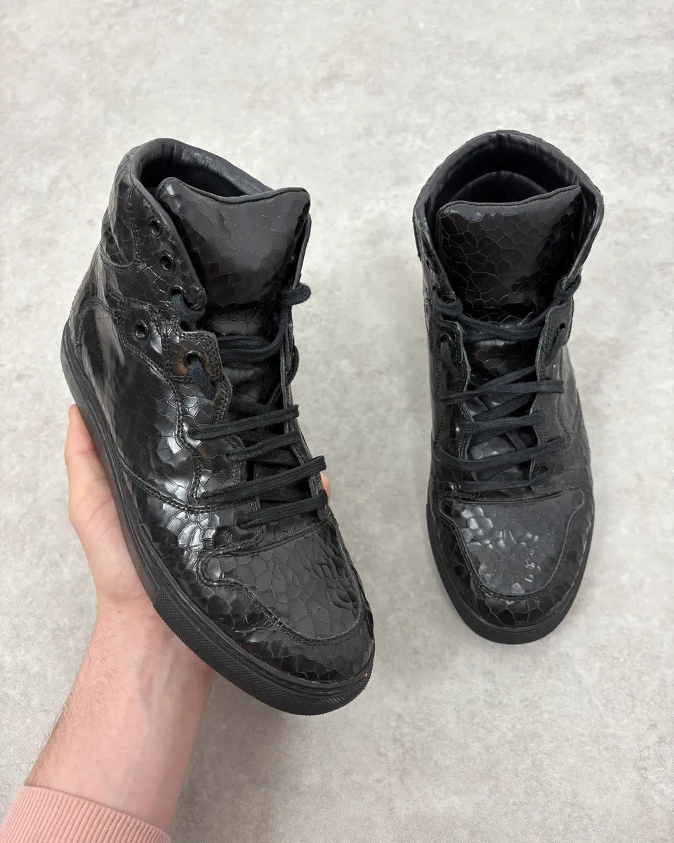 Balenciaga City Black Cracked Leather High Sneakers sjzWddc 0