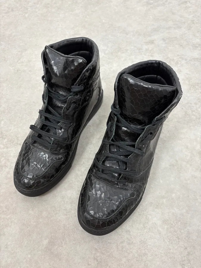Balenciaga City Black Cracked Leather High Sneakers sjzWddc 3