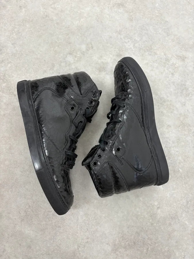 Balenciaga City Black Cracked Leather High Sneakers sjzWddc 5