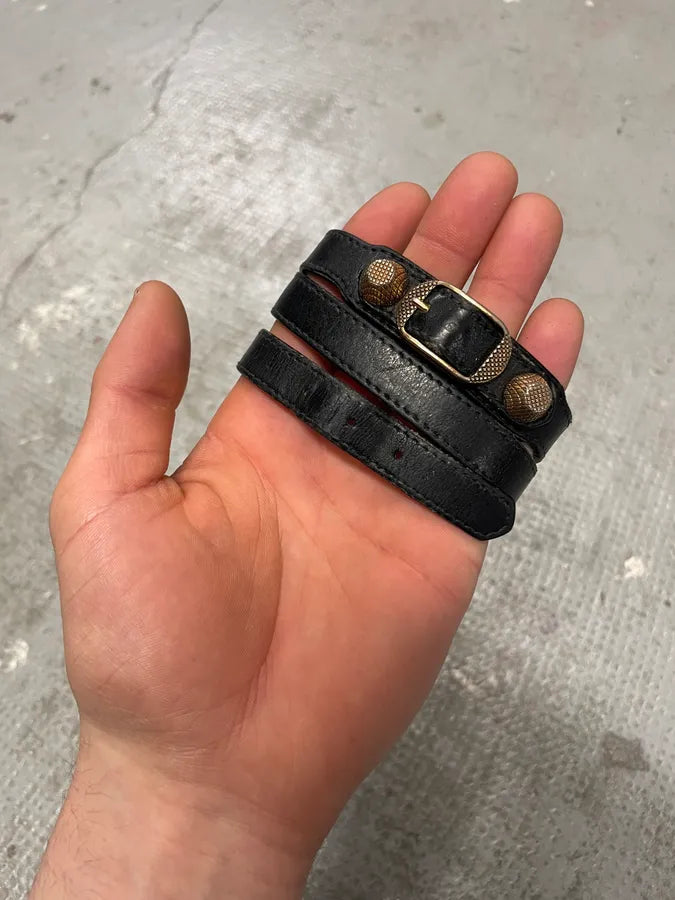 Balenciaga City Black Leather Bracelet (OS) bPTKebv 3