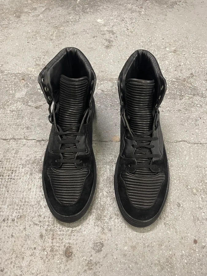 Balenciaga City Black Plissed Leather Suede High Shoes (42.5eu/us9) 1