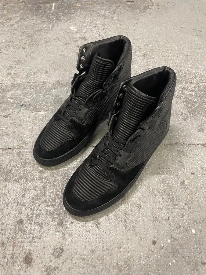 Balenciaga City Black Plissed Leather Suede High Shoes (42.5eu/us9) 2