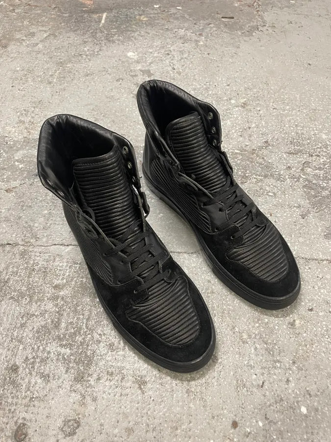 Balenciaga City Black Plissed Leather Suede High Shoes (42.5eu/us9) 3
