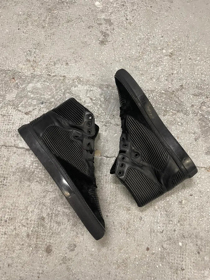 Balenciaga City Black Plissed Leather Suede High Shoes (42.5eu/us9) 5