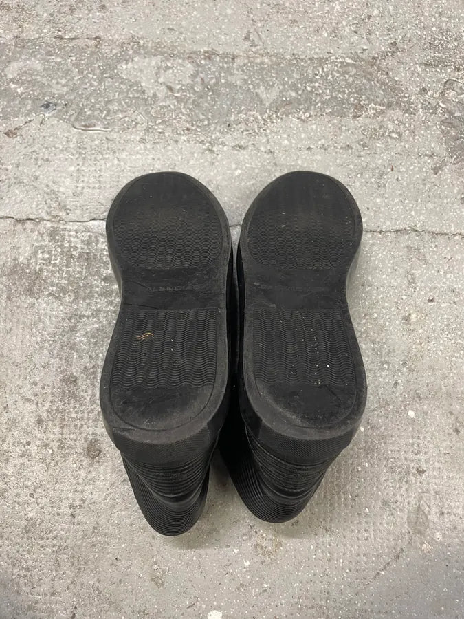 Balenciaga City Black Plissed Leather Suede High Shoes (42.5eu/us9) 7