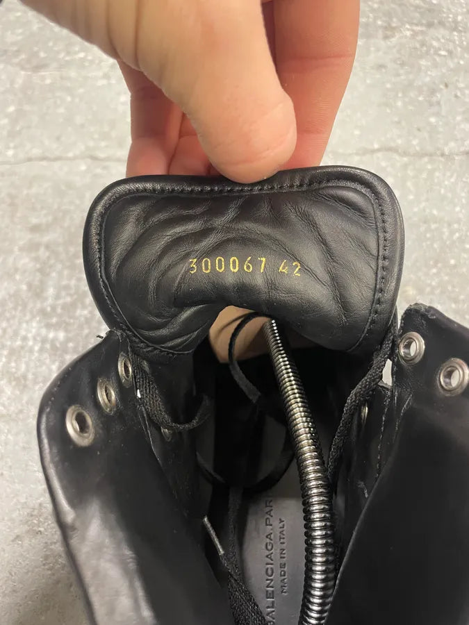 Balenciaga City Black Plissed Leather Suede High Shoes (42.5eu/us9) 8