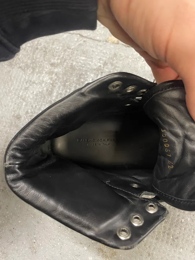 Balenciaga City Black Plissed Leather Suede High Shoes (42.5eu/us9) 9