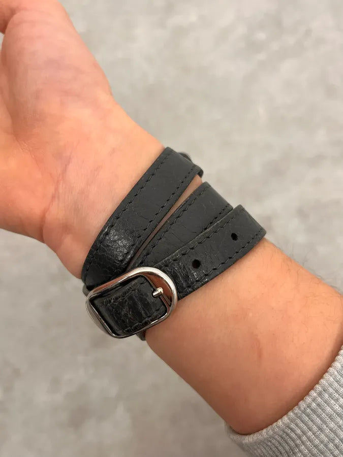 Balenciaga City Black Studded Leather Bracelet HitYHlj 3