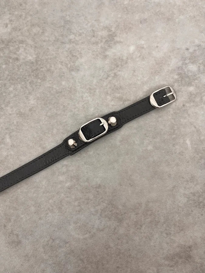 Balenciaga City Black Studded Leather Bracelet HitYHlj 5