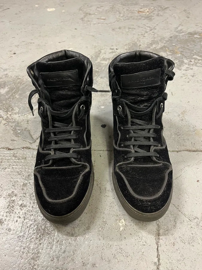 Balenciaga City Black Suede Leather High Sneakers JOEqziw 1