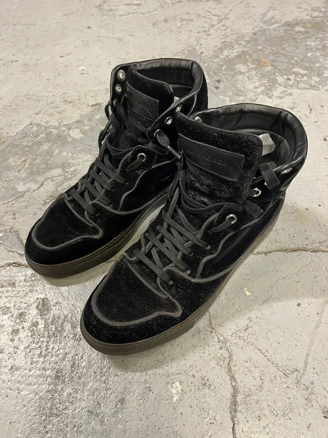 Balenciaga City Black Suede Leather High Sneakers JOEqziw 2