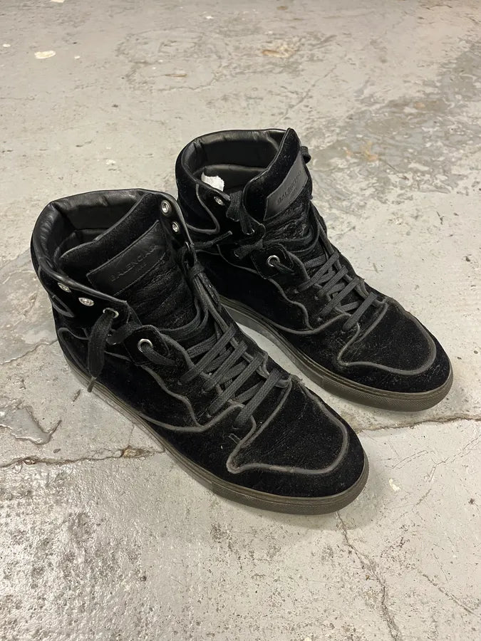 Balenciaga City Black Suede Leather High Sneakers JOEqziw 5