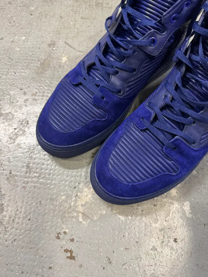 Balenciaga City Blue Monochrome Leather High Sneakers WXYdneJ 4