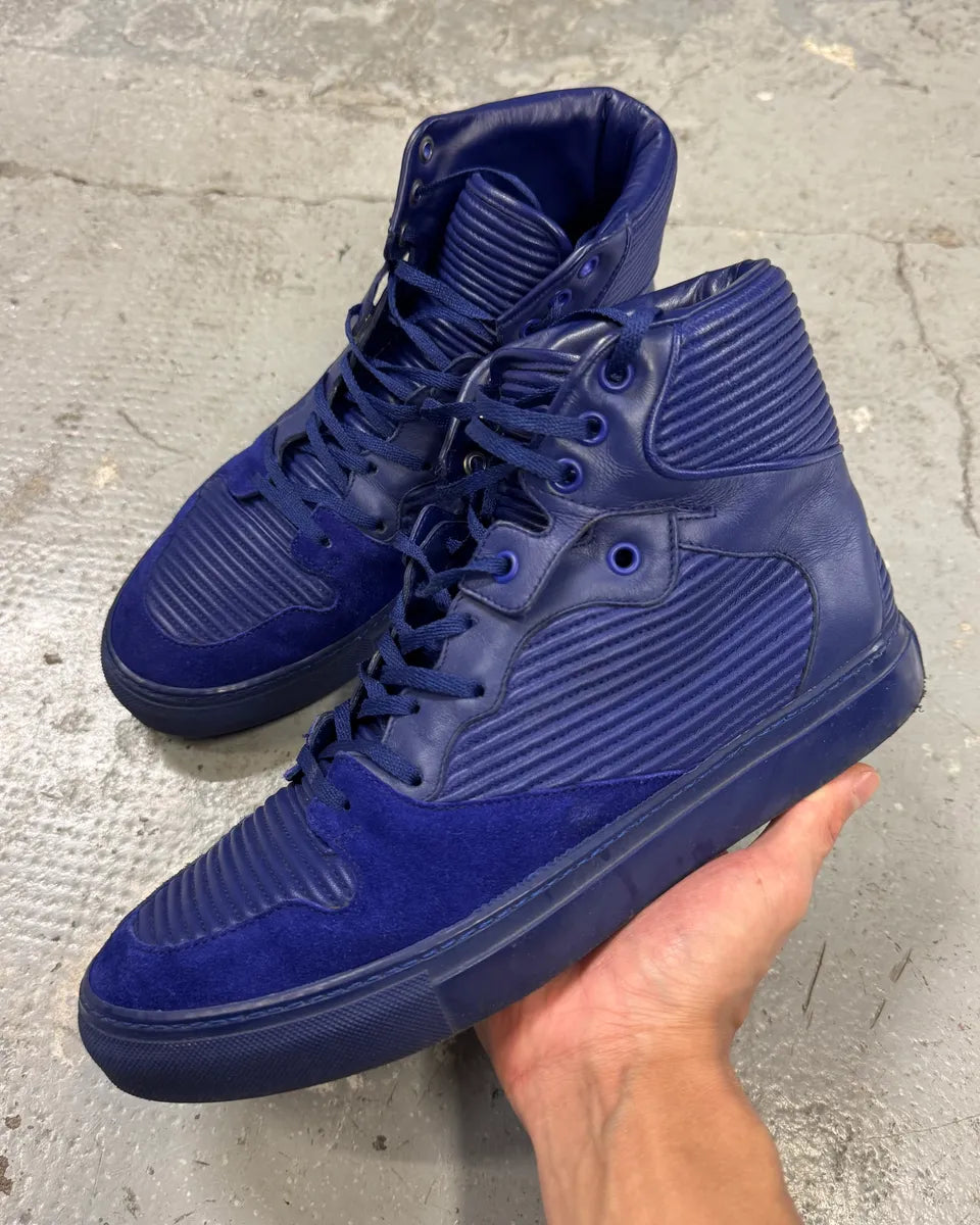 Balenciaga City Blue Monochrome Leather High Sneakers WXYdneJ 0