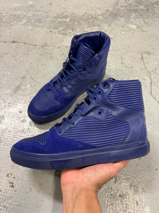 Balenciaga City Blue Monochrome Leather High Sneakers WXYdneJ 1