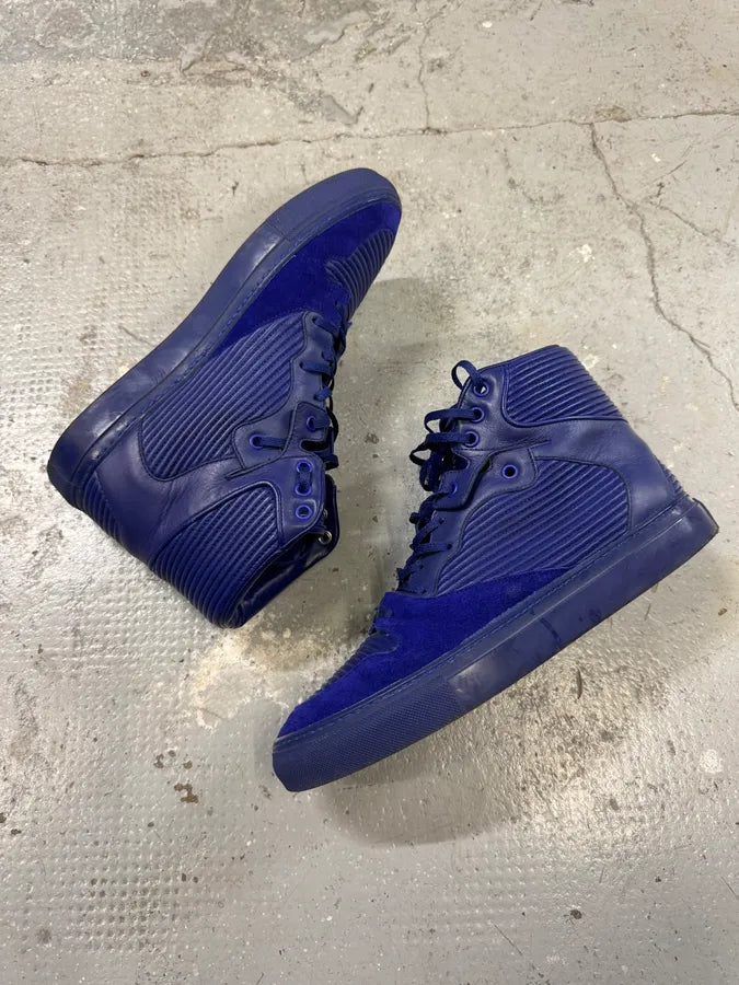Balenciaga City Blue Monochrome Leather High Sneakers WXYdneJ 3