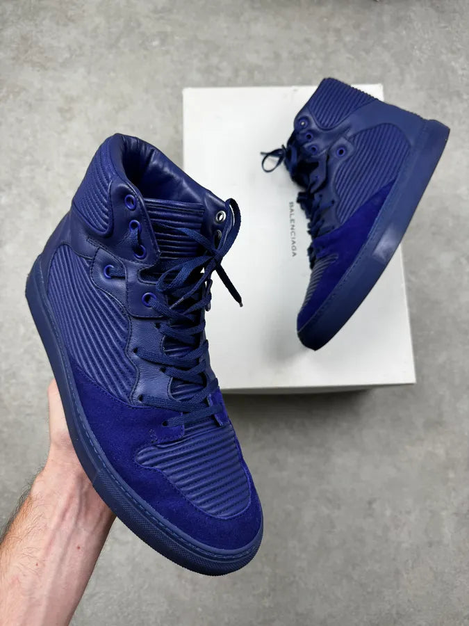 Balenciaga City Blue Monochrome Leather High Sneakers WXYdneJ 0