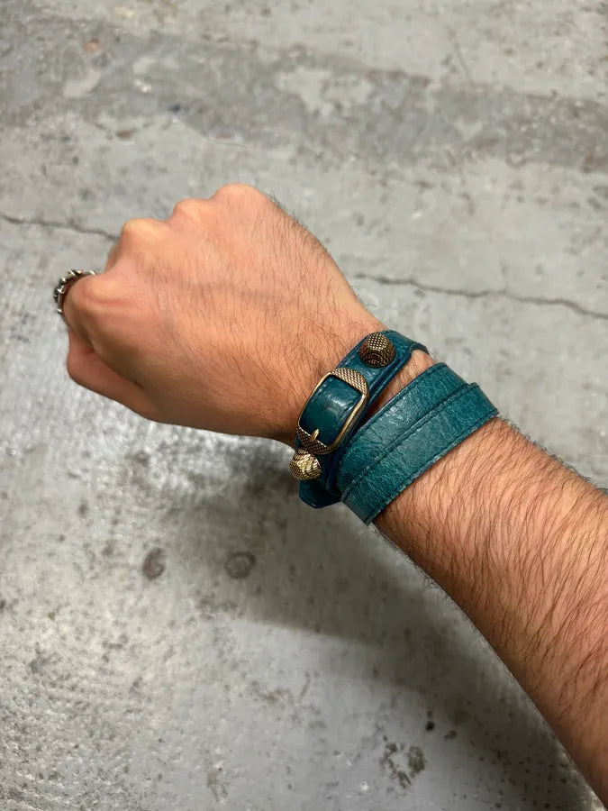 Balenciaga City Blue Studded Armband Bracelet gGVPtgA 0