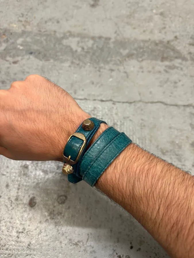 Balenciaga City Blue Studded Armband Bracelet gGVPtgA 3