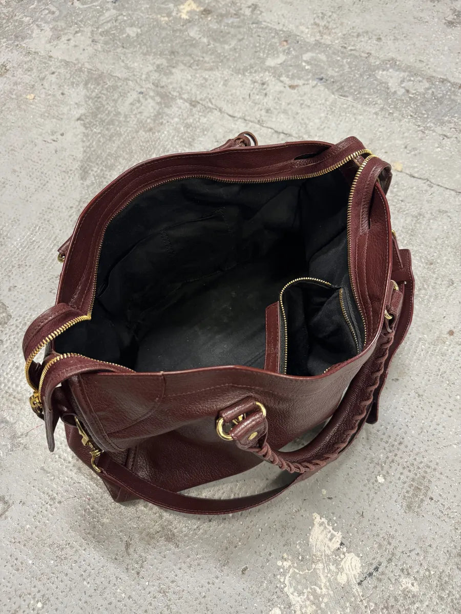 Balenciaga City Bordeaux Gold Leather Handle Bag (OS) ICyHBmZ 4