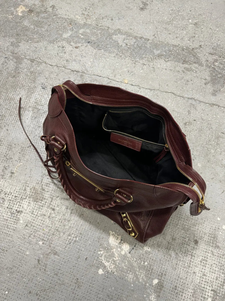 Balenciaga City Bordeaux Gold Leather Handle Bag (OS) ICyHBmZ 8