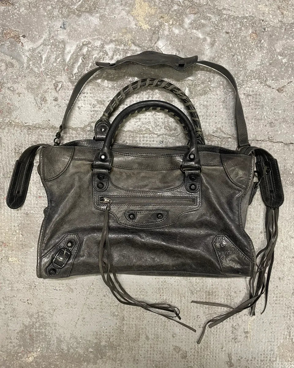 Balenciaga City Grey Leather Bag (OS) 0