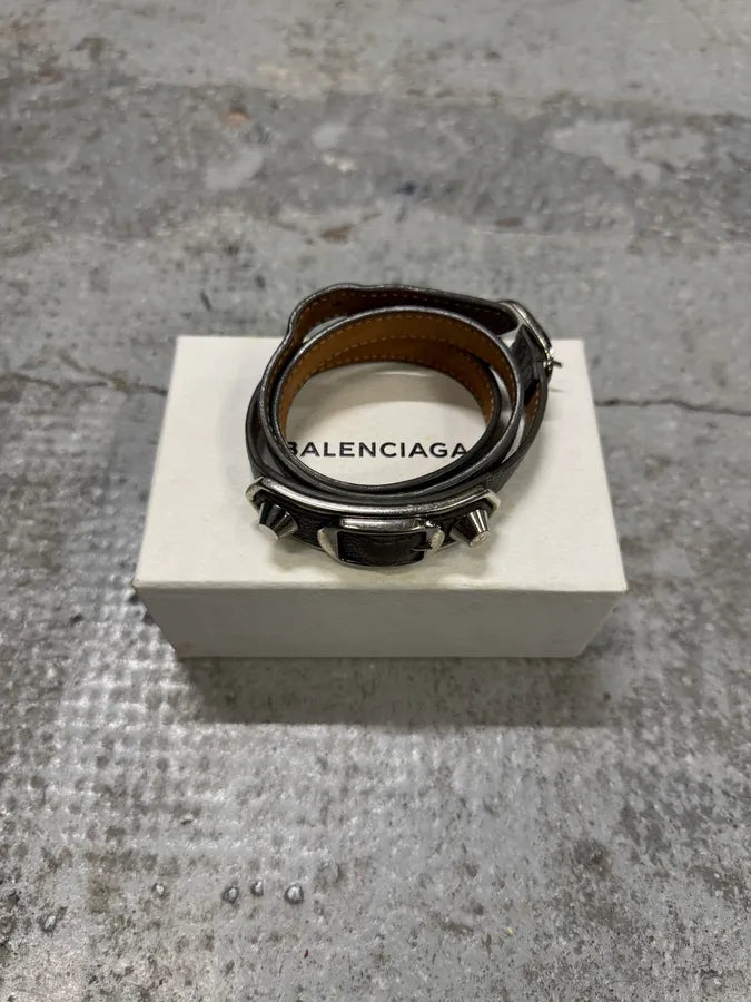 Balenciaga City Grey Olive Leather Studded Bracelet – Dolce Vita Hub