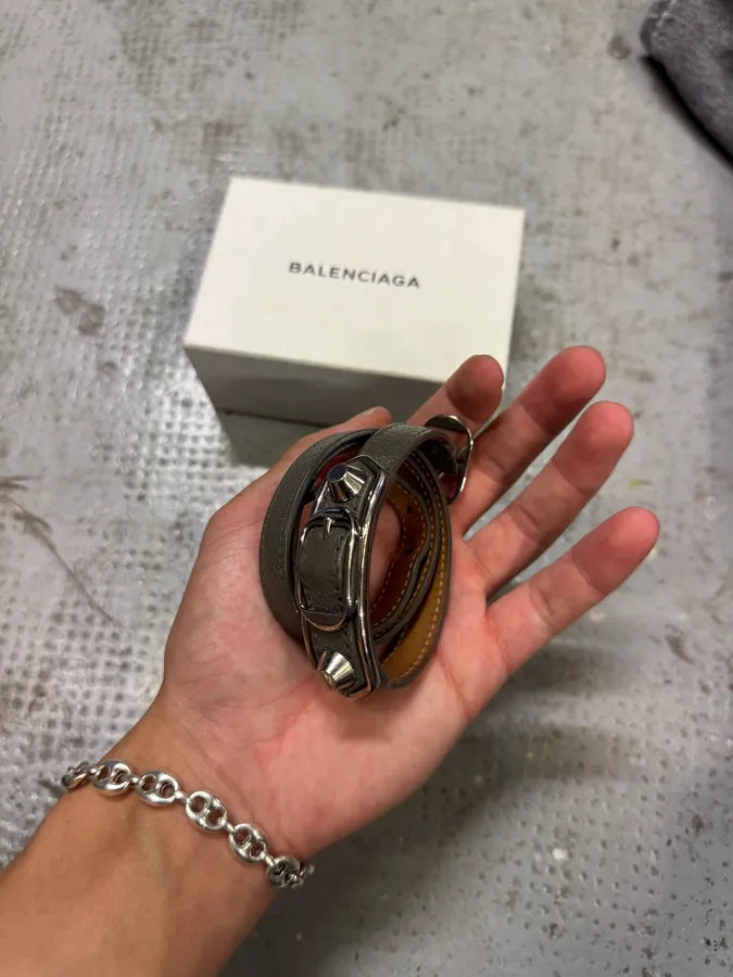 Balenciaga City Grey Olive Leather Studded Bracelet – Dolce Vita Hub