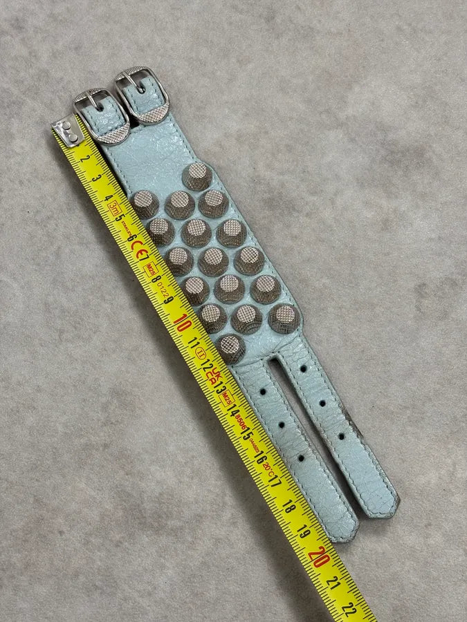 Balenciaga City Light Blue Studded Leather Bracelet PXFzpQp 5