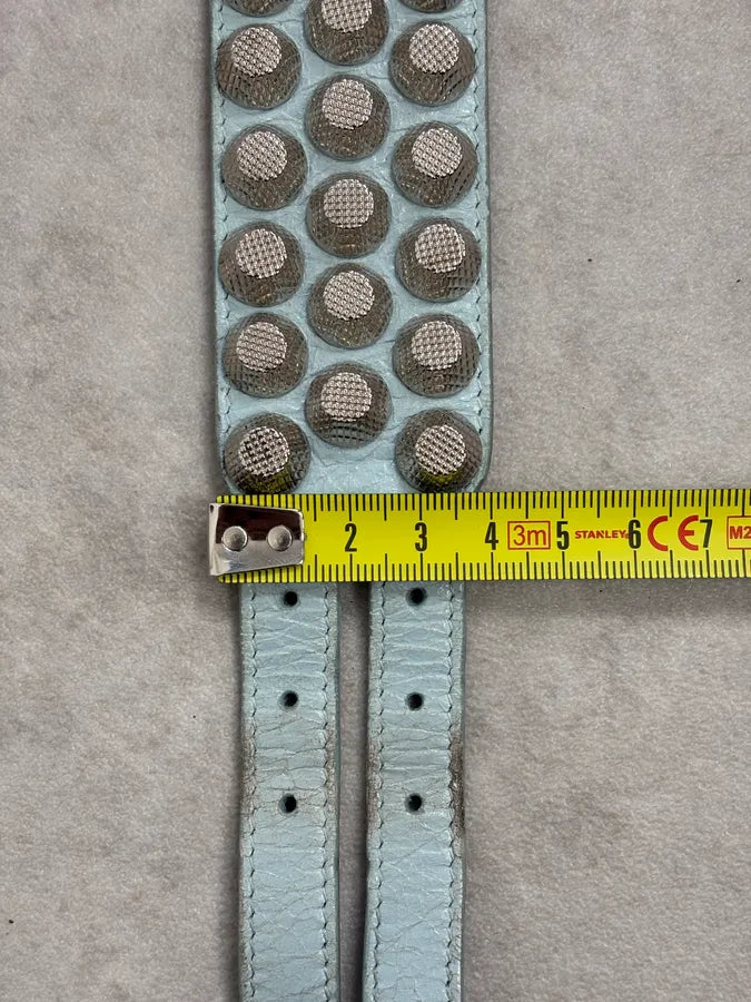 Balenciaga City Light Blue Studded Leather Bracelet PXFzpQp 6