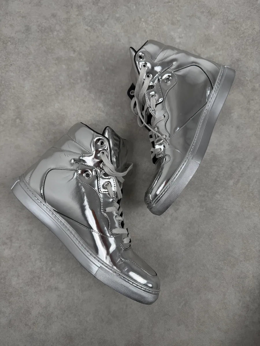 Balenciaga City Patent Grey Silver Mirror High Sneakers JJUgxNO 1