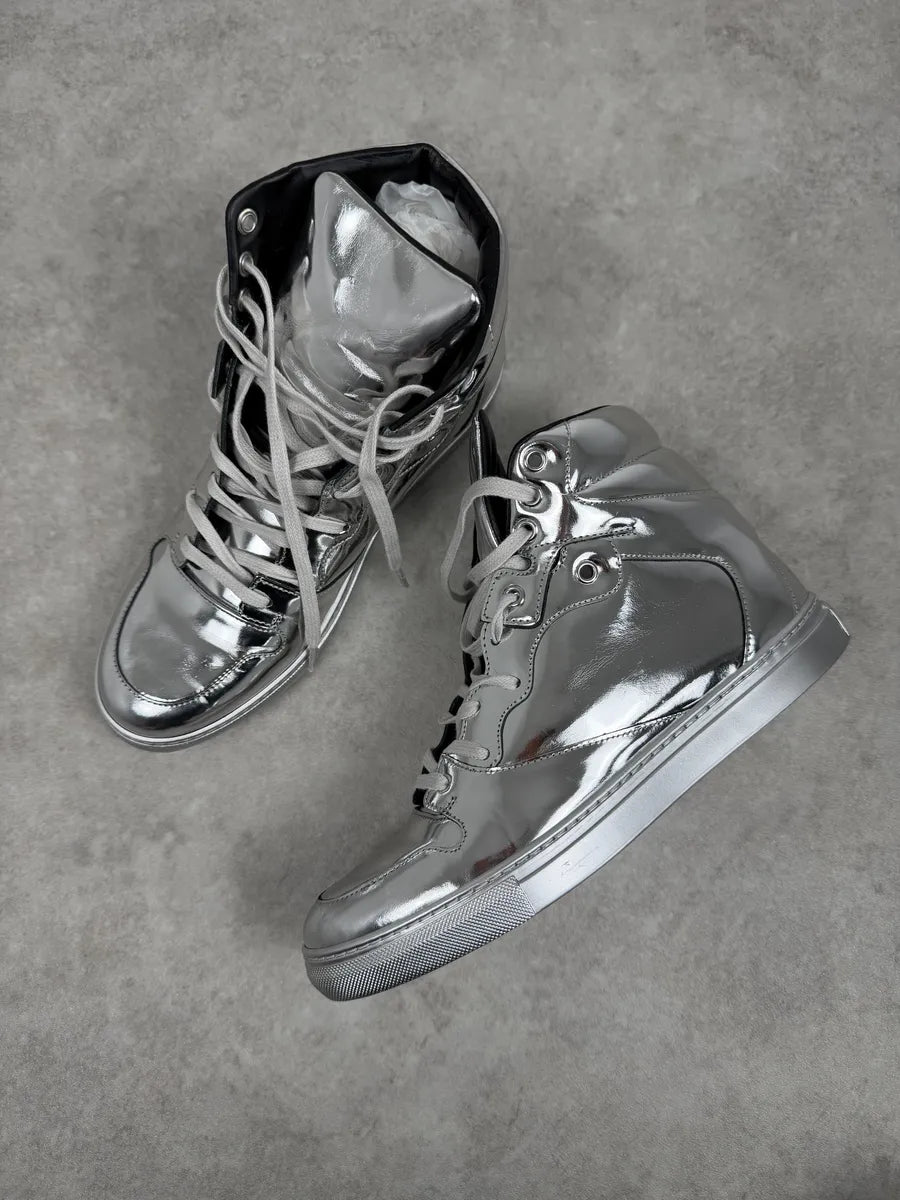 Balenciaga City Patent Grey Silver Mirror High Sneakers JJUgxNO 2