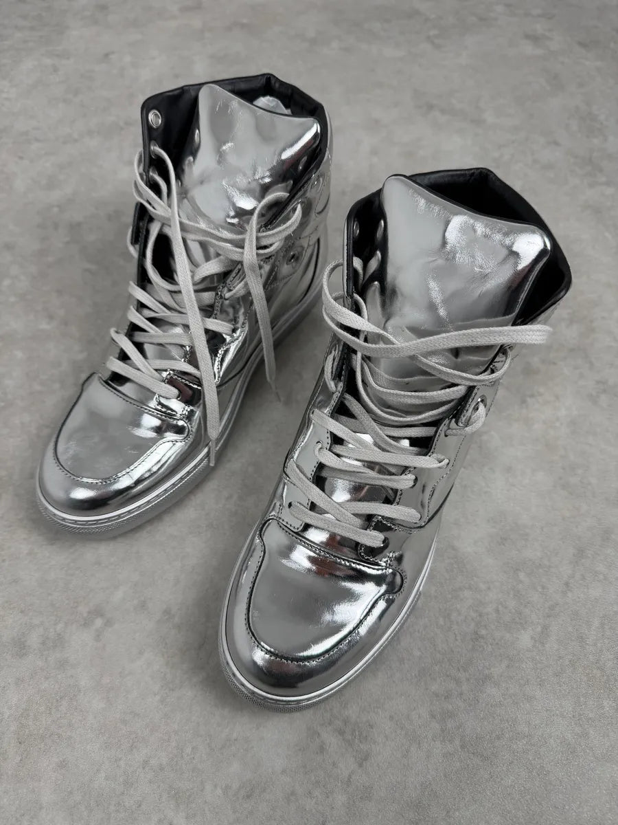 Balenciaga City Patent Grey Silver Mirror High Sneakers JJUgxNO 3