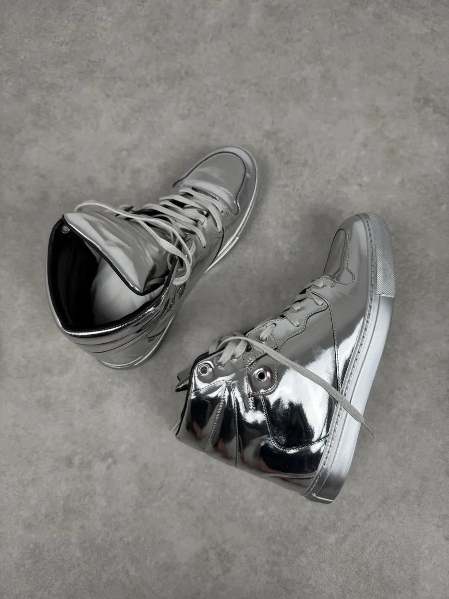 Balenciaga City Patent Grey Silver Mirror High Sneakers JJUgxNO 5