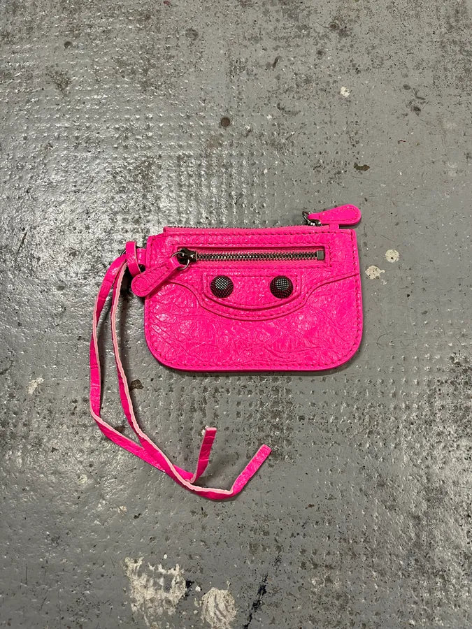 Balenciaga City Pink Cracked Leather Wallet TbxucNL 0
