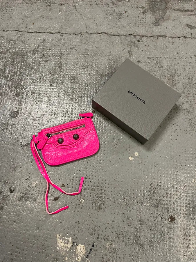 Balenciaga City Pink Cracked Leather Wallet TbxucNL 1