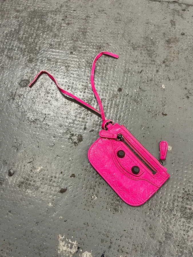 Balenciaga City Pink Cracked Leather Wallet TbxucNL 3