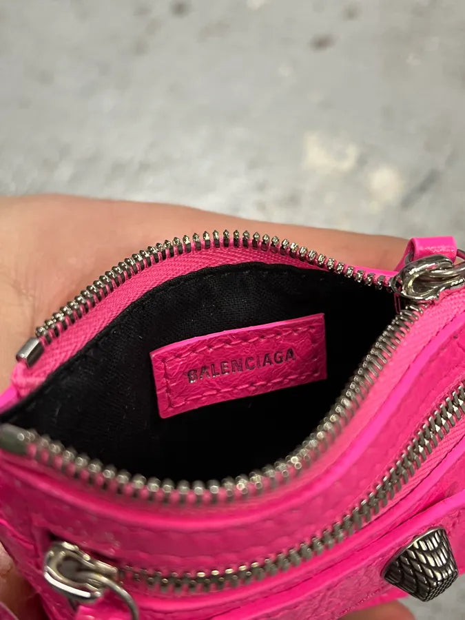 Balenciaga City Pink Cracked Leather Wallet TbxucNL 6